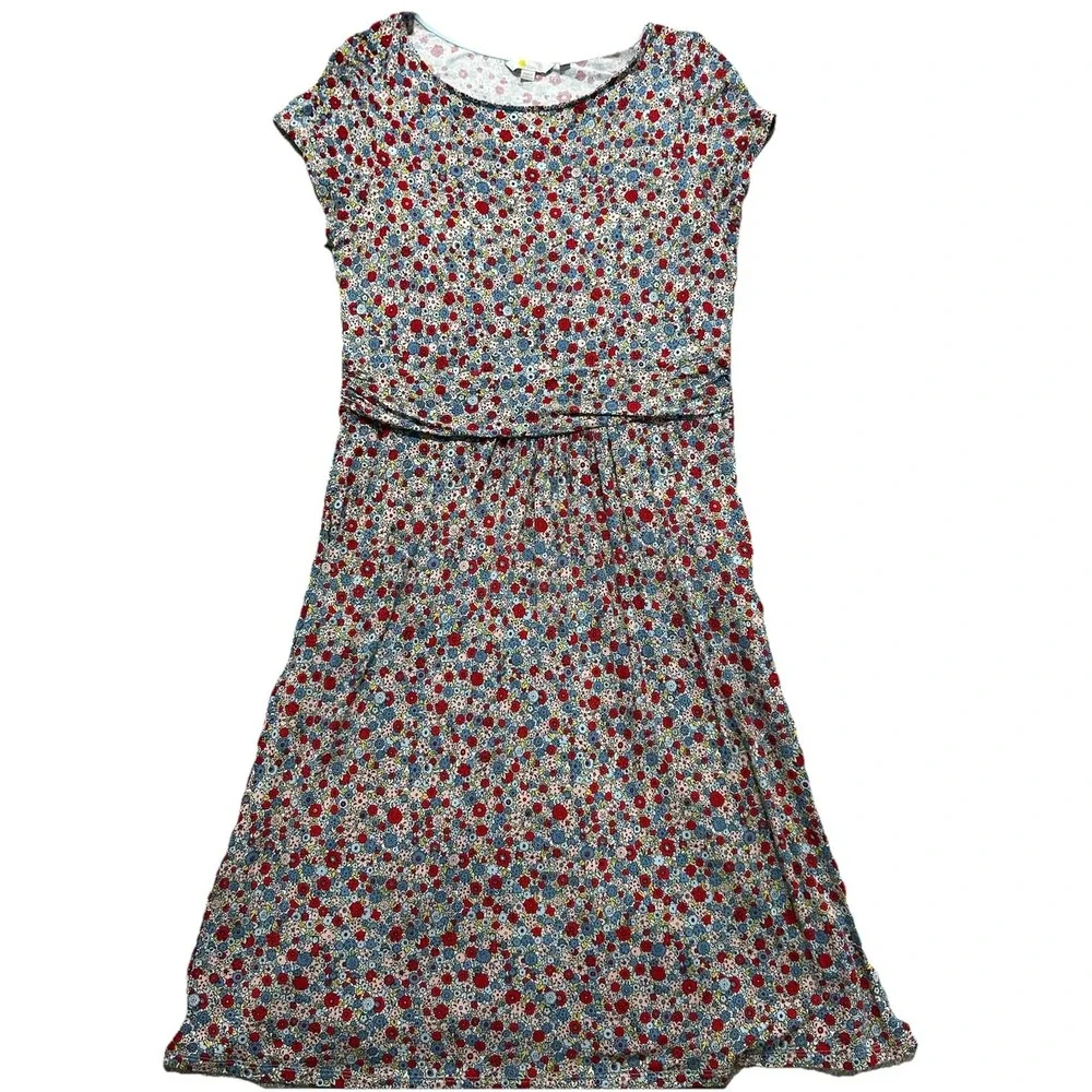 boden amelie print jersey dress Boden US 12 Amelie Dress Jersey Blue Floret Cluster Ditsy Floral